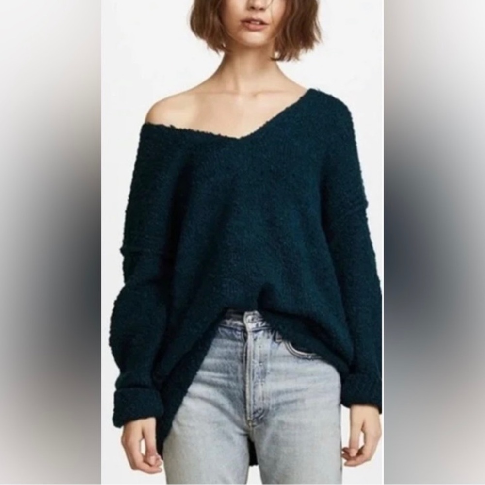 Free People Lofty Oversized Alpaca Blend Sweater in Deep Teal